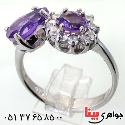 انگشتر آمتیست زنانه رودیوم لوکس مدل زیبا _کد:12398