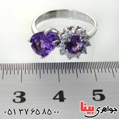 انگشتر آمتیست زنانه رودیوم لوکس مدل زیبا _کد:12398