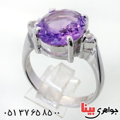 انگشتر آمتیست زنانه بسیار عالی رودیوم لوکس کلاسیک _کد:12415