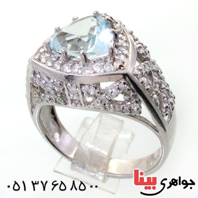 انگشتر توپاز زنانه درشت رودیوم لوکس مدل الیزابت _کد:12417