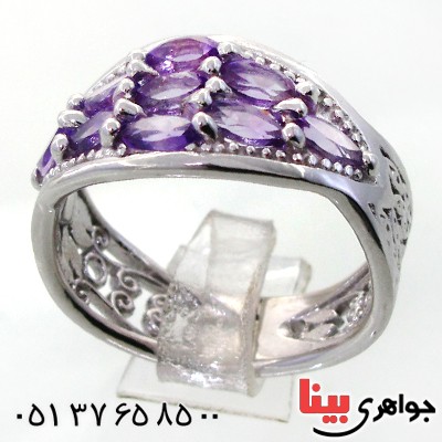 انگشتر آمتیست زنانه رودیوم لوکس مدل آیشواریا _کد:12422