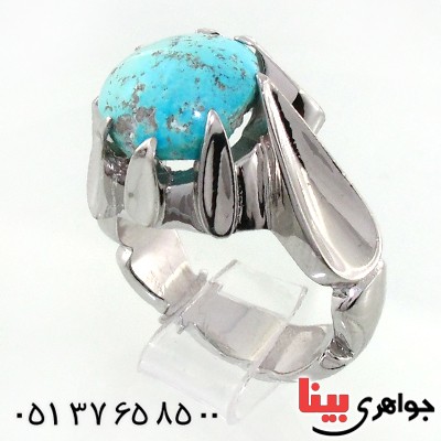 انگشتر فیروزه نیشابوری شجری مردانه درشت کم نظیر و فاخر _کد:12426