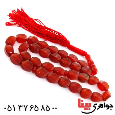 تسبیح عقیق قرمز 33 دانه ای عالی درشت و چشمگیر _کد:12427