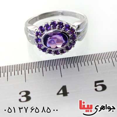 انگشتر آمتیست زنانه رودیوم لوکس مدل دور آمتیست _کد:12432