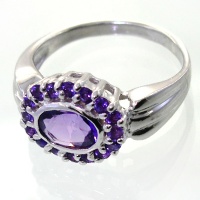 انگشتر آمتیست زنانه رودیوم لوکس مدل دور آمتیست 