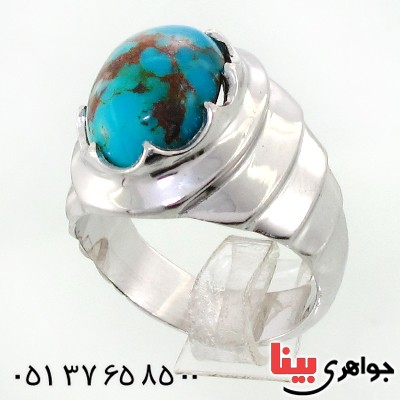 انگشتر فیروزه نیشابوری شجری مردانه درشت شاهانه و فاخر _کد:1754