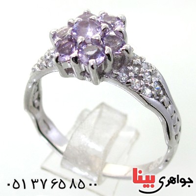انگشتر آمتیست زنانه رودیوم لوکس هفت نگین _کد:12437