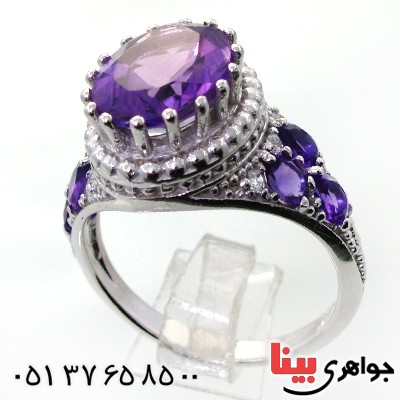 انگشتر آمتیست زنانه رودیوم لوکس مدل عثمانی _کد:12439