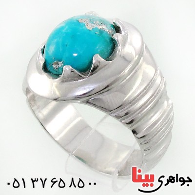 انگشتر فیروزه نیشابوری شجری مردانه درشت بی نظیر و مرغوب _کد:1756