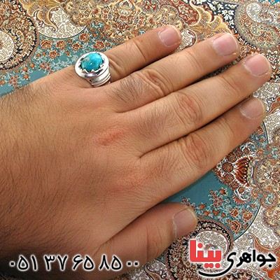 انگشتر فیروزه نیشابوری شجری مردانه درشت بی نظیر و مرغوب _کد:1756