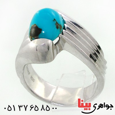 انگشتر فیروزه نیشابوری شجری مردانه درشت مجلسی و شاهانه _کد:1757