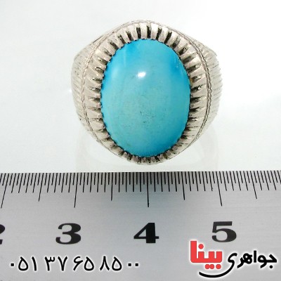 انگشتر فیروزه نیشابوری عجمی مردانه درشت عالی و فاخر _کد:12472