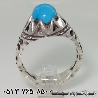 انگشتر فیروزه نیشابوری با رکاب شبکه کاری