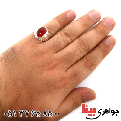 انگشتر عقیق یمنی مردانه درشت خوشرنگ عالی و ناب _کد:1760