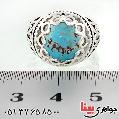 انگشتر فیروزه نیشابوری شجری مردانه دور اشکی چشمگیر _کد:12482