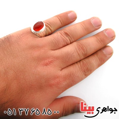 انگشتر عقیق یمنی مردانه درشت خوشرنگ عالی و فاخر _کد:1761