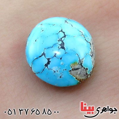 نگین انگشتر فیروزه نیشابوری شجری خوشرنگ بیضی _کد:12493