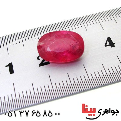 نگین انگشتر یاقوت سرخ درشت شفاف و درخشان بیضی _کد:12505