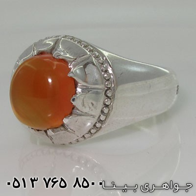 انگشتر عقیق زرد یمنی شرف الشمس با رکاب ساده