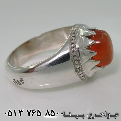 انگشتر عقیق زرد یمنی شرف الشمس با رکاب ساده