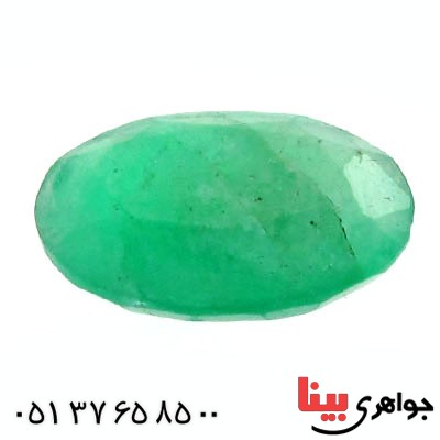 نگین انگشتر زمرد نیمه شفاف خوشرنگ بیضی _کد:12513