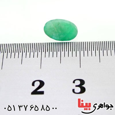 نگین انگشتر زمرد نیمه شفاف خوشرنگ بیضی _کد:12513