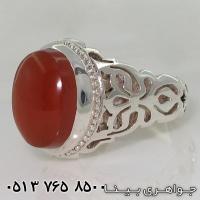 انگشتر عقیق یمنی با رکاب شبکه کاری
