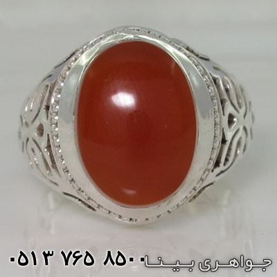انگشتر عقیق یمنی با رکاب شبکه کاری