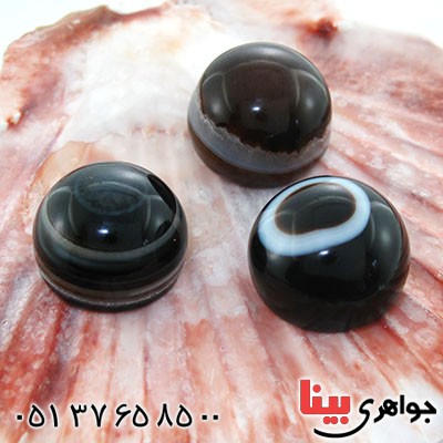 نگین انگشتر عقیق باباقوری سه پوسته درشت گرد _کد:12542