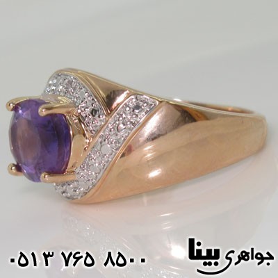 انگشتر آمتیست سفید طلائی