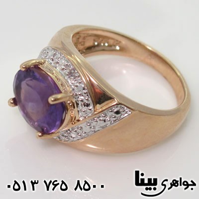 انگشتر آمتیست سفید طلائی