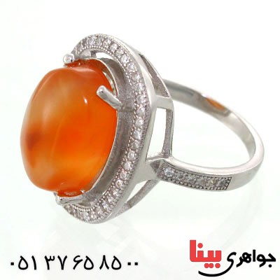 انگشتر عقیق یمنی زنانه رودیوم لوکس درشت بینظیر مدل رها _کد:12569