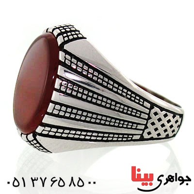 انگشتر عقیق قرمز مردانه درشت مدل رادین _کد:12594