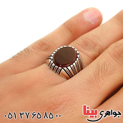 انگشتر عقیق قرمز مردانه درشت مدل رادین _کد:12594