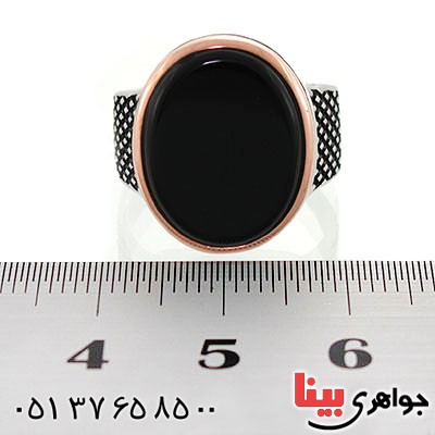 انگشتر عقیق سیاه (اونیکس) مردانه درشت طرح جوانان _کد:12595