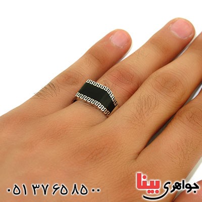 انگشتر نقره مینا کاری مردانه طرح جوانان ورساچی _کد:12610
