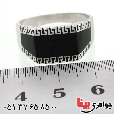 انگشتر نقره مینا کاری مردانه طرح جوانان ورساچی _کد:12610