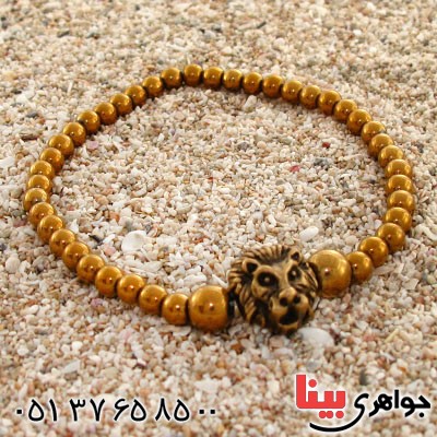 دستبند حدید با روکش طلایی طرح شیر _کد:12625