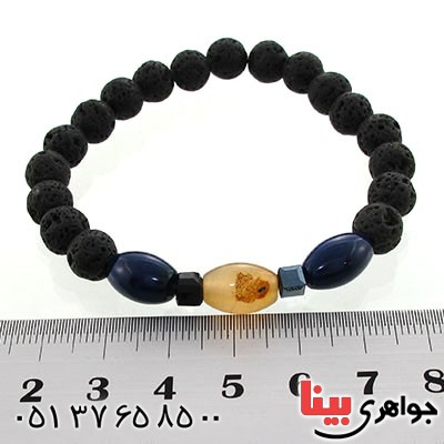 دستبند عقیق و سنگ آتشفشان خاص و زیبا _کد:12626