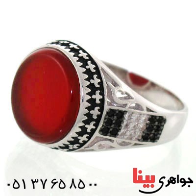 انگشتر عقیق قرمز مردانه درشت زیبا و خاص _کد:12637