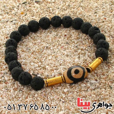 دستبند سنگ آتشفشان بهمراه مهره خاص و زیبا