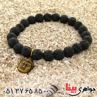 دستبند سنگ آتشفشان طرح بودا _کد:12642