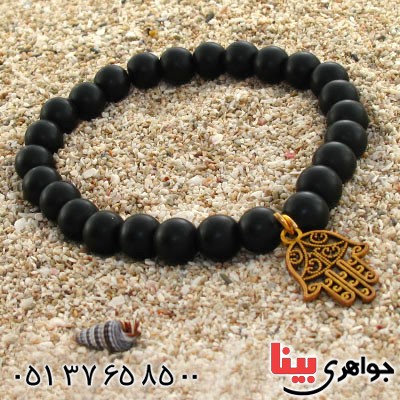 دستبند عقیق سیاه (اونیکس) مات کف العباس _کد:12643