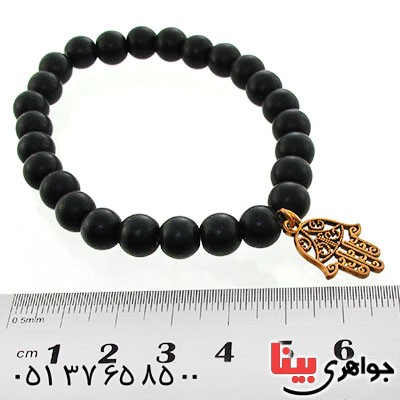 دستبند عقیق سیاه (اونیکس) مات کف العباس _کد:12643