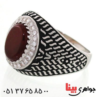 انگشتر عقیق مردانه درشت زیبا و خاص _کد:12668