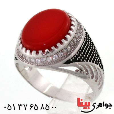 انگشتر عقیق قرمز مردانه زیبا و خاص مدل شایگان _کد:12669