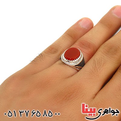 انگشتر عقیق قرمز مردانه زیبا و خاص مدل شایگان _کد:12669