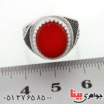 انگشتر عقیق قرمز مردانه زیبا و خاص مدل شایگان _کد:12669