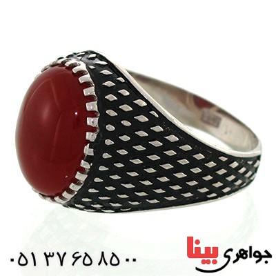 انگشتر عقیق قرمز خوشرنگ مردانه خاص و زیبا _کد:12675