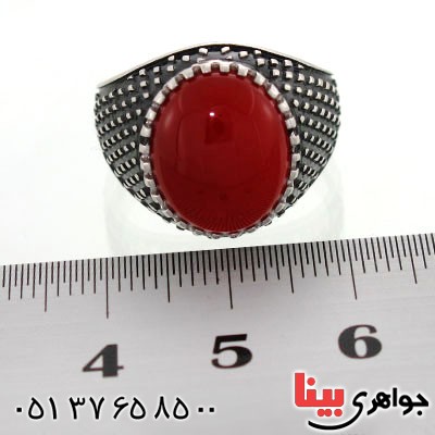 انگشتر عقیق قرمز خوشرنگ مردانه خاص و زیبا _کد:12675